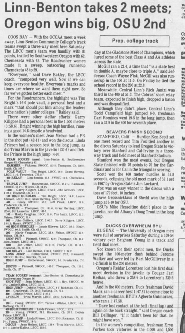 1980 04-28 Linda and Janice at LBCC Albany Dem Herald page 16